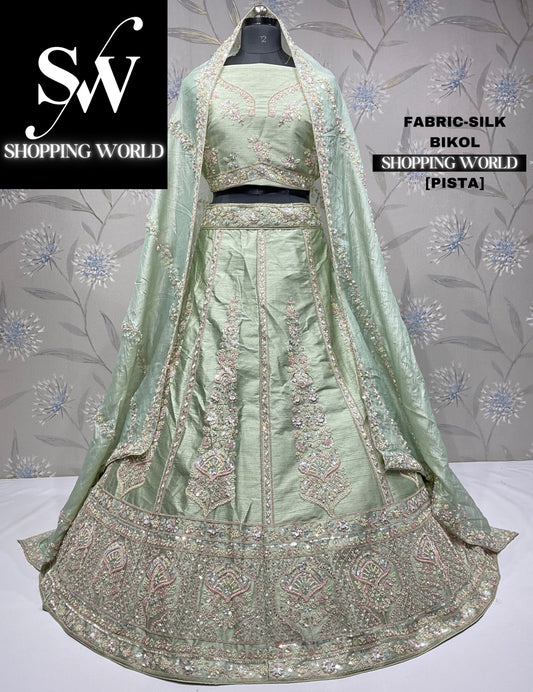 Fantástica lehenga verde pistacho