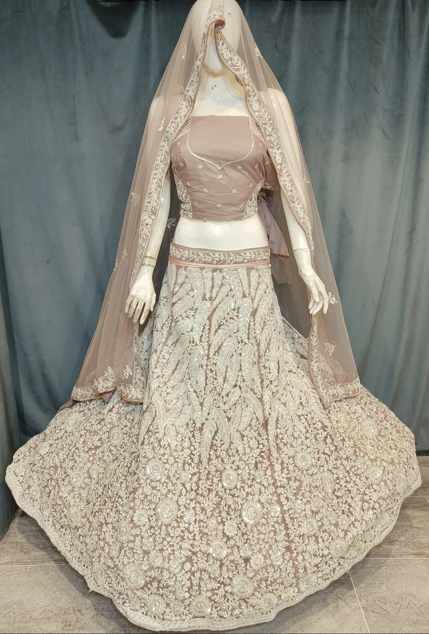 Lavishing pink brown lehenga