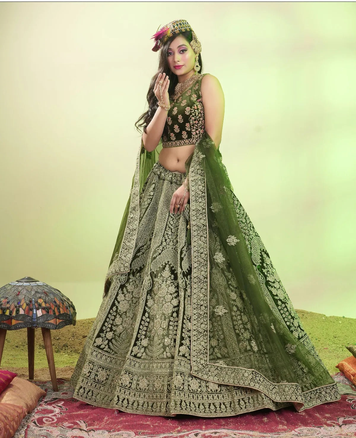 Awesome dark green designer Lehenga