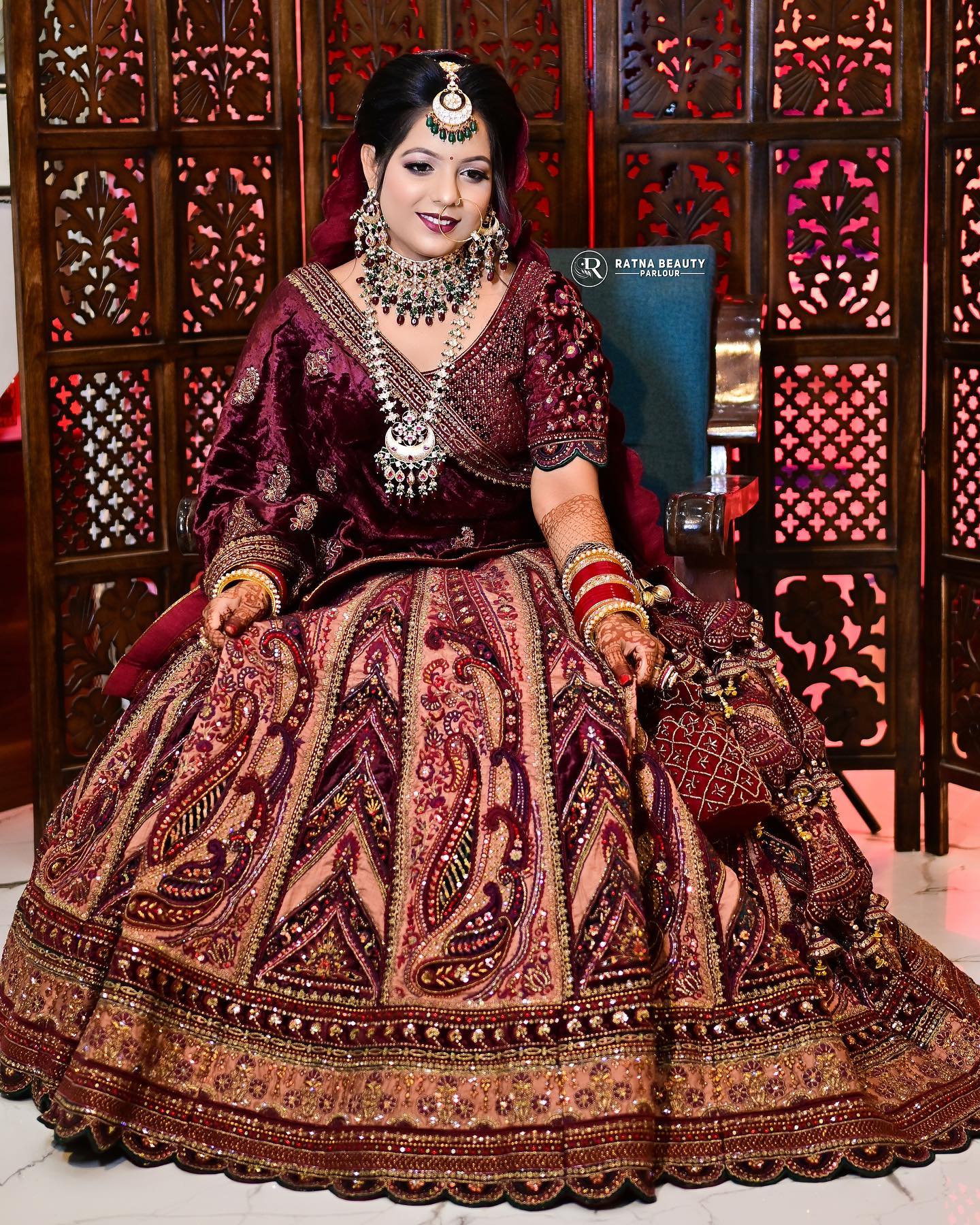 Fabulous royal marwari maroon bridal lehenga ( happy customer)