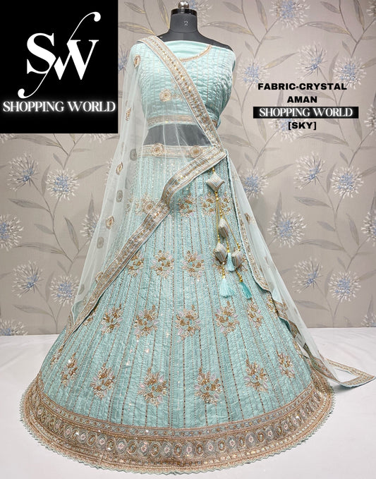 Lehenga azul cielo llamativa