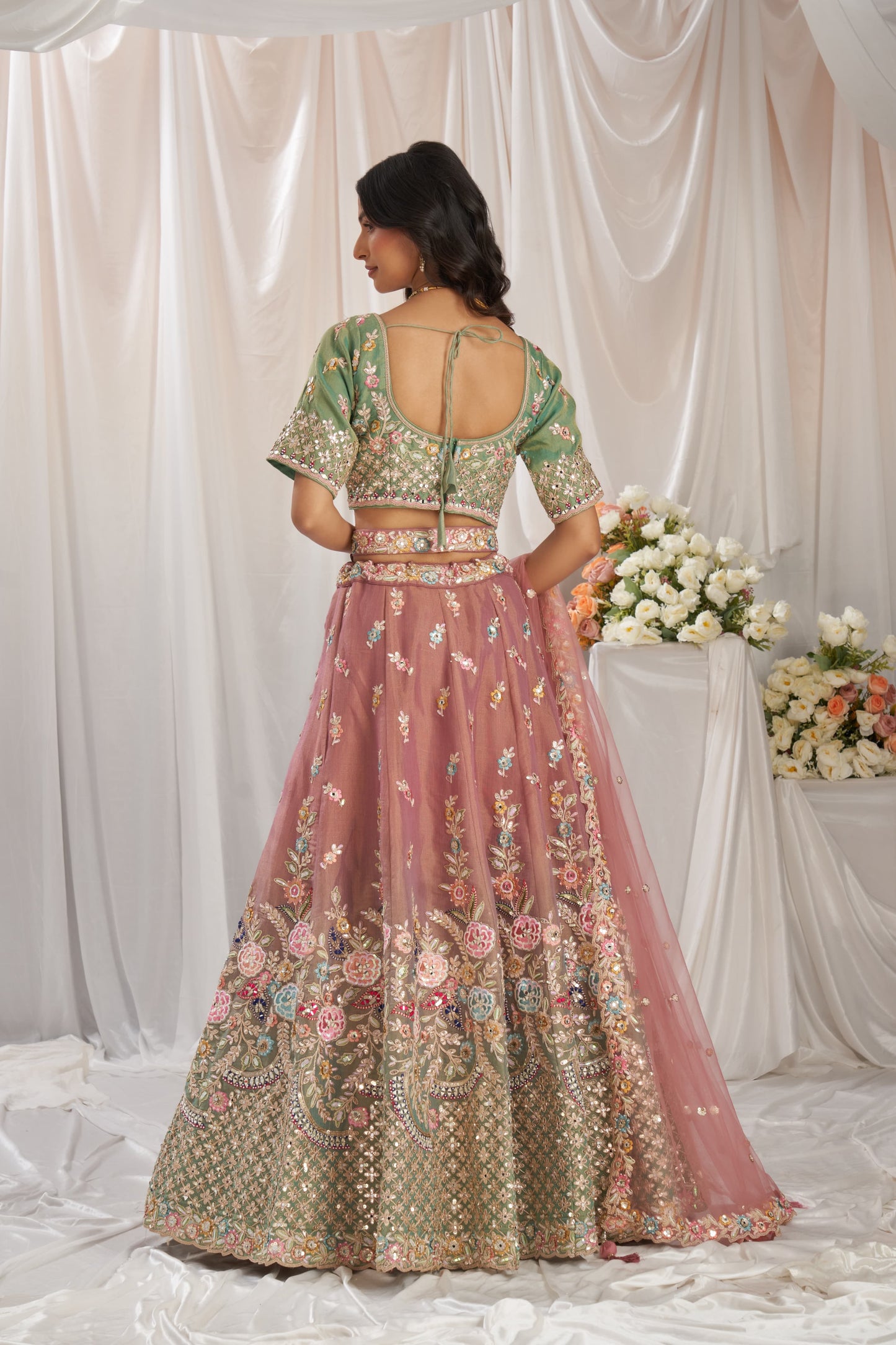 Beautiful Peach Girlish Lehenga