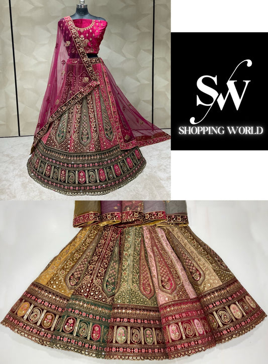 Tremendous dark pink double duptta bridal lehenga