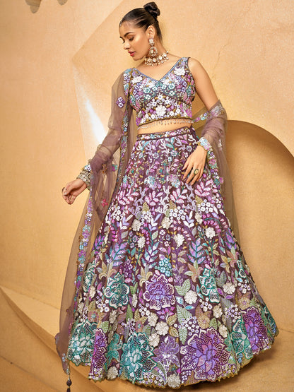 Majestic purple floral Lehenga