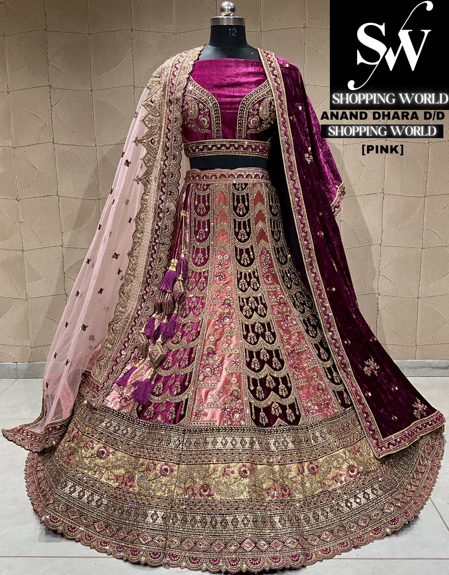 Cute ivory pink bridal lehenga