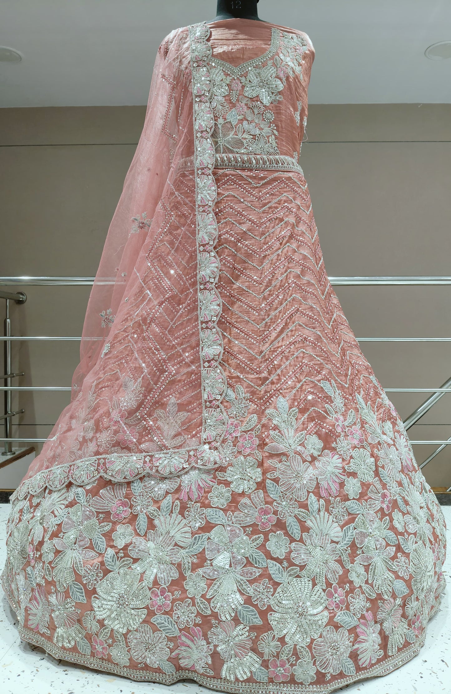 Majestic peach pink lehenga