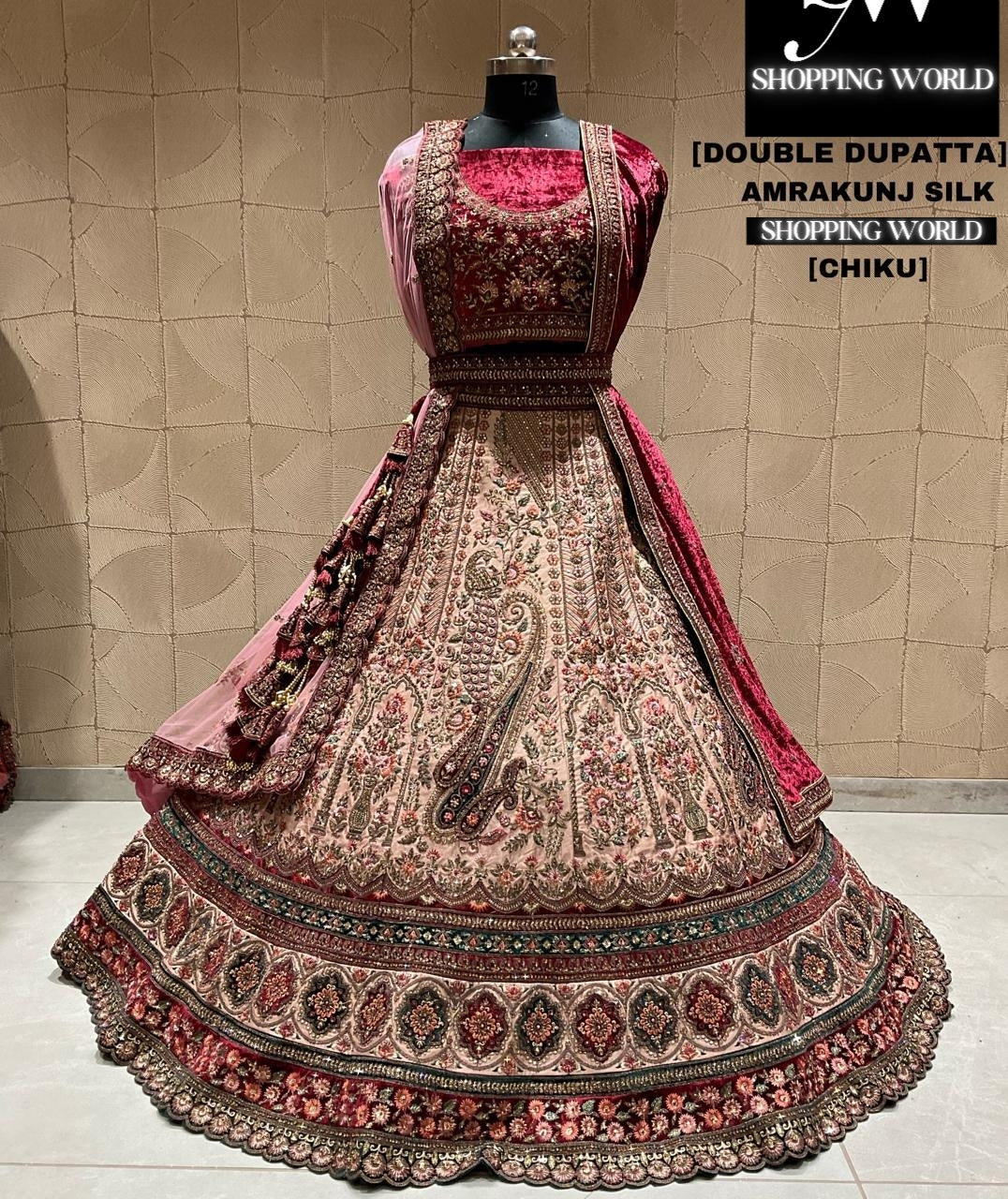 Astonishing cream chiku bridal lehenga