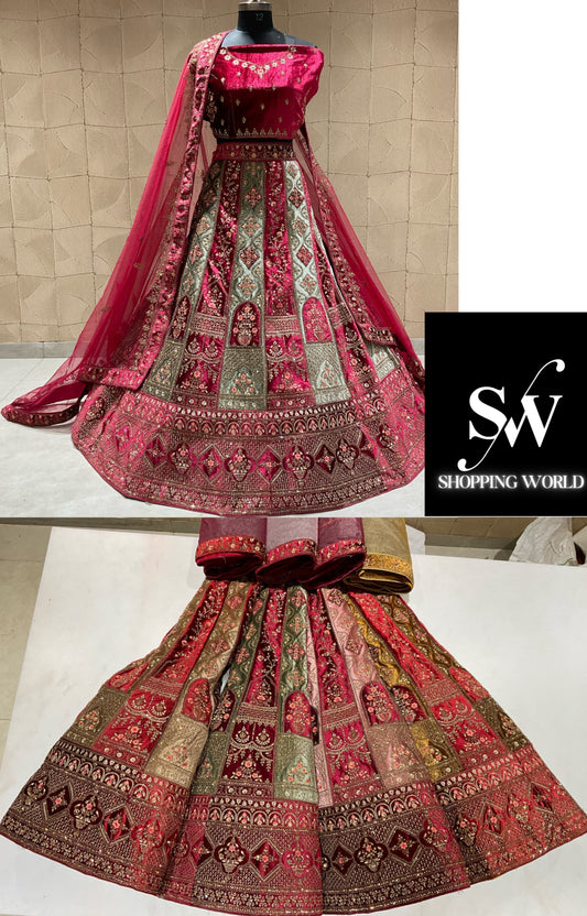 Wow maroon double duptta bridal lehenga