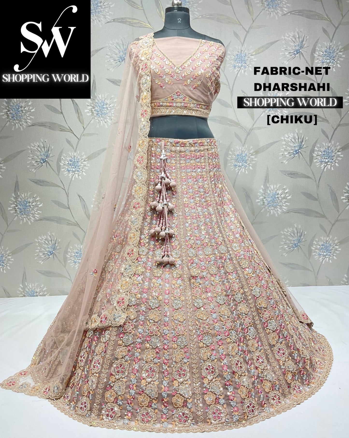 Charming peach chiku lehenga