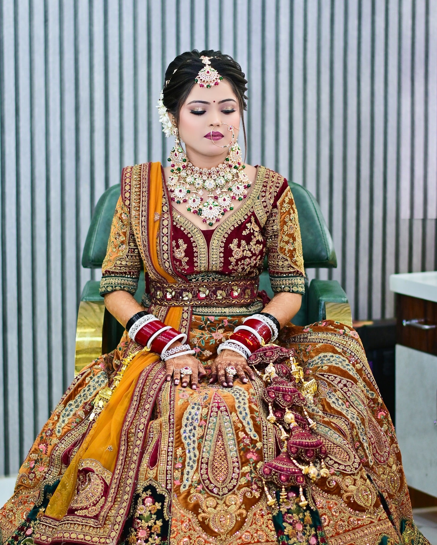 Gorgeous mustard heavy bridal lehenga ( happy customer)