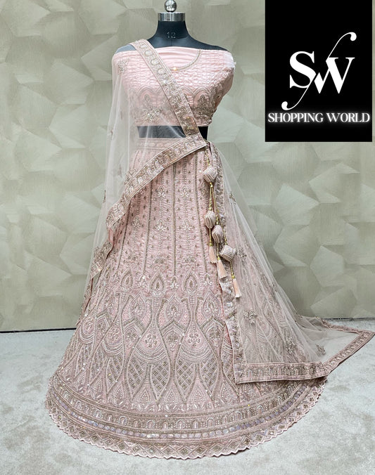 Increíble lehenga rosa claro