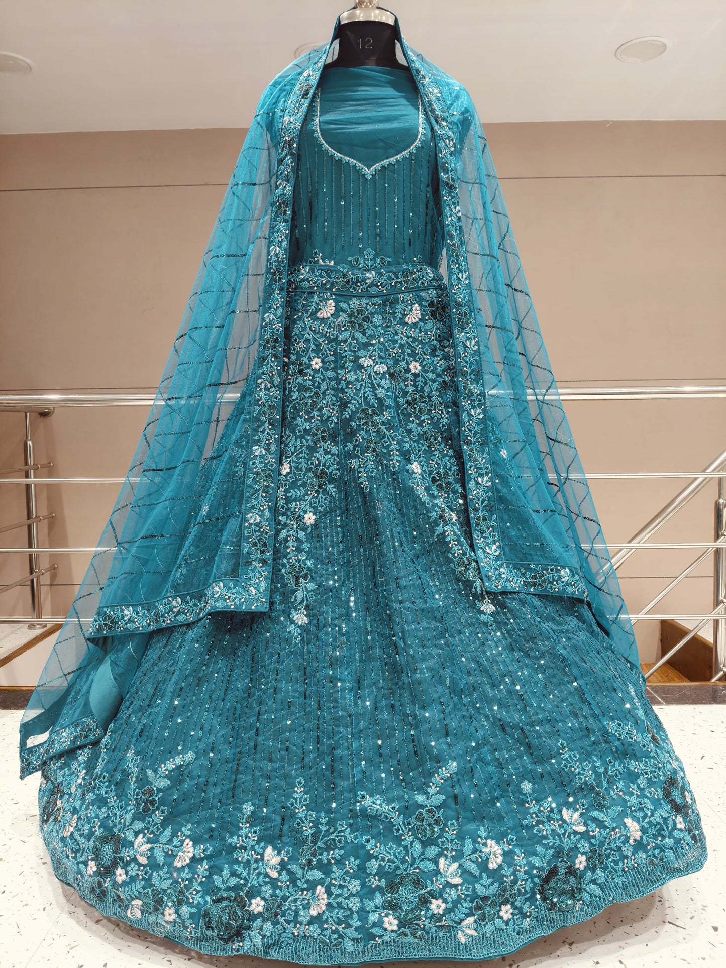 Engaging dusty blue lehenga