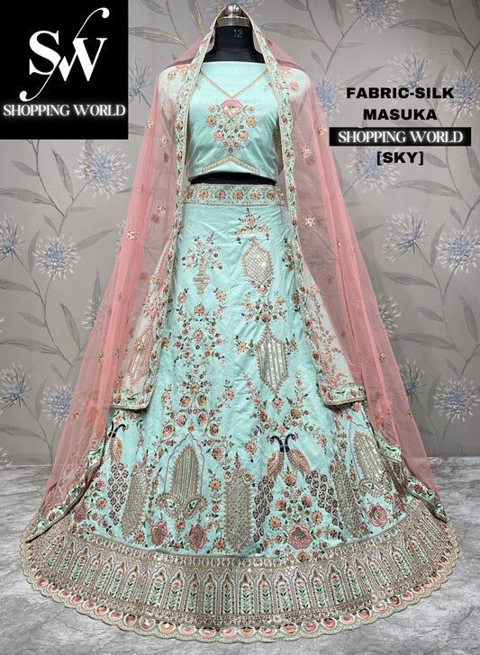 Tremendous peacock sky blue lehenga