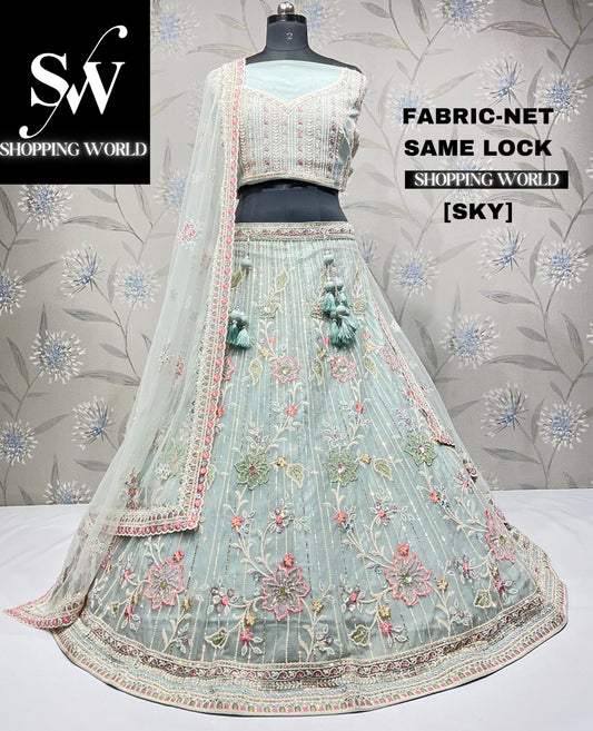 Eye catching sky blue lehenga