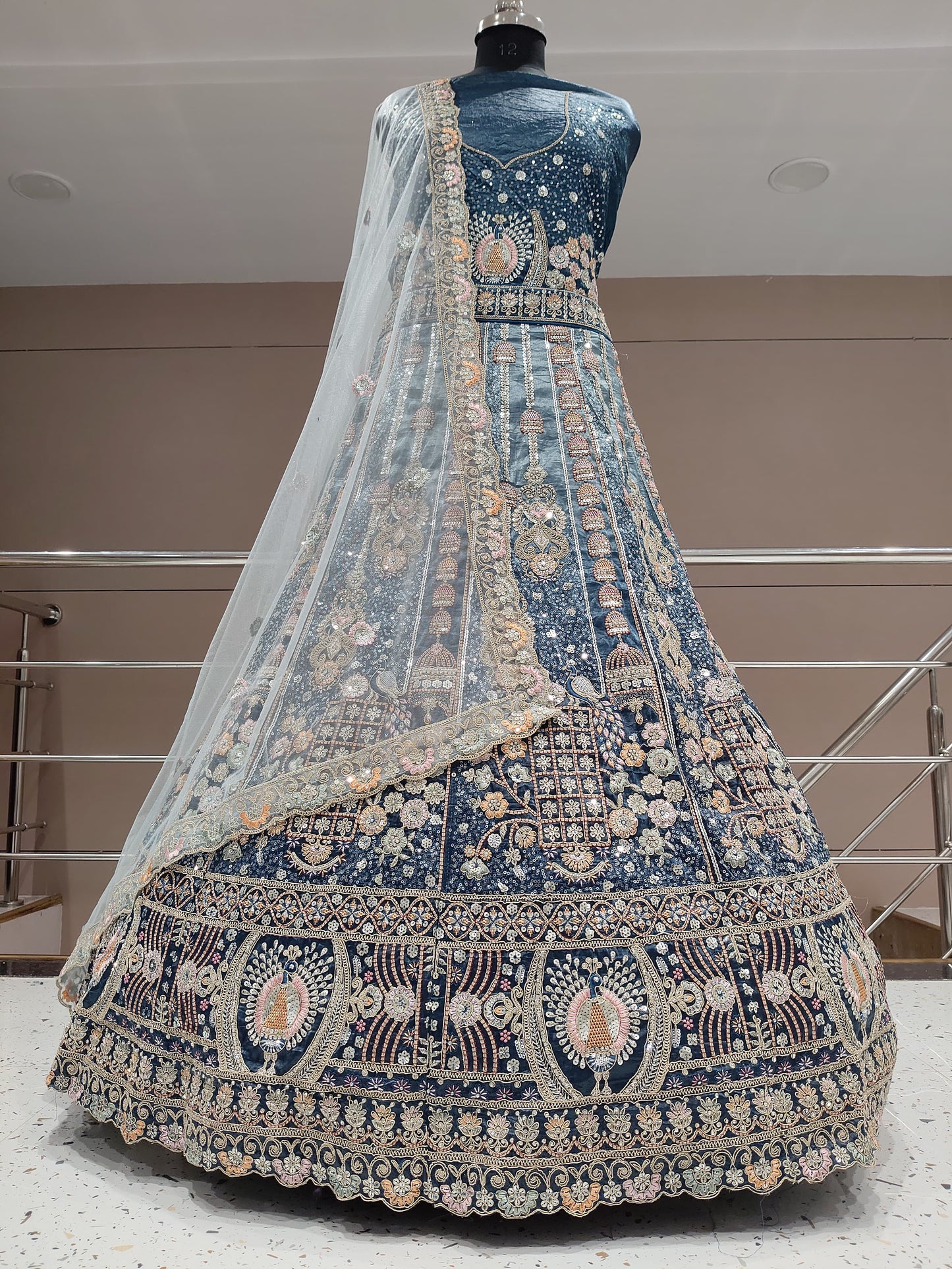 Gorgeous teal blue peacock lehenga