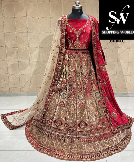 Fabulosa lehenga nupcial chiku doble duptta