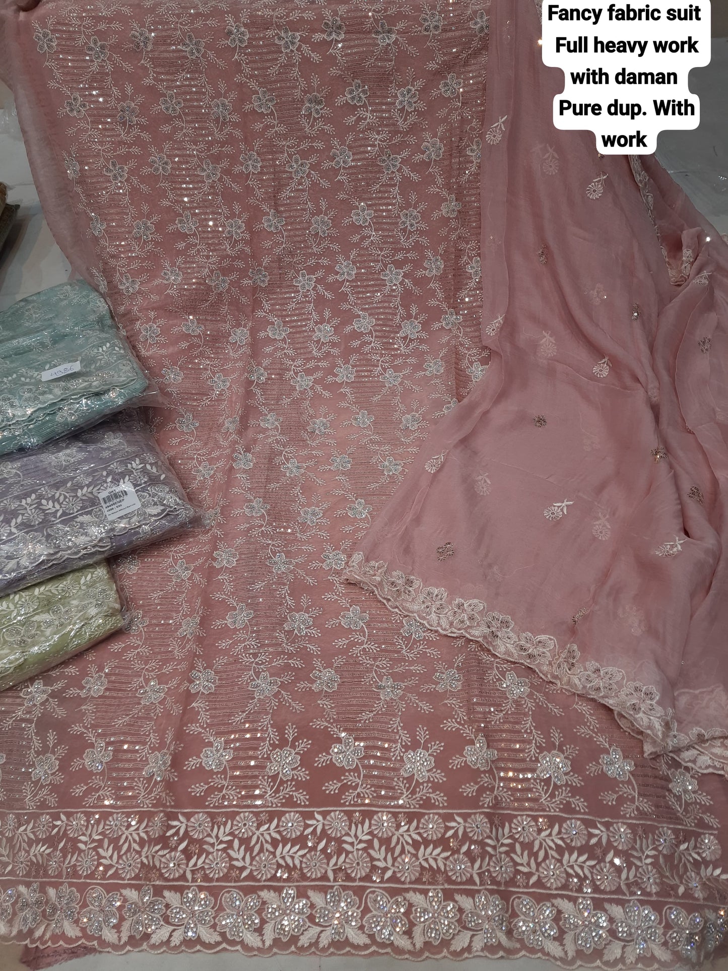 Hermoso vestido de traje Salwar sin coser Shimar rosa (talla única)