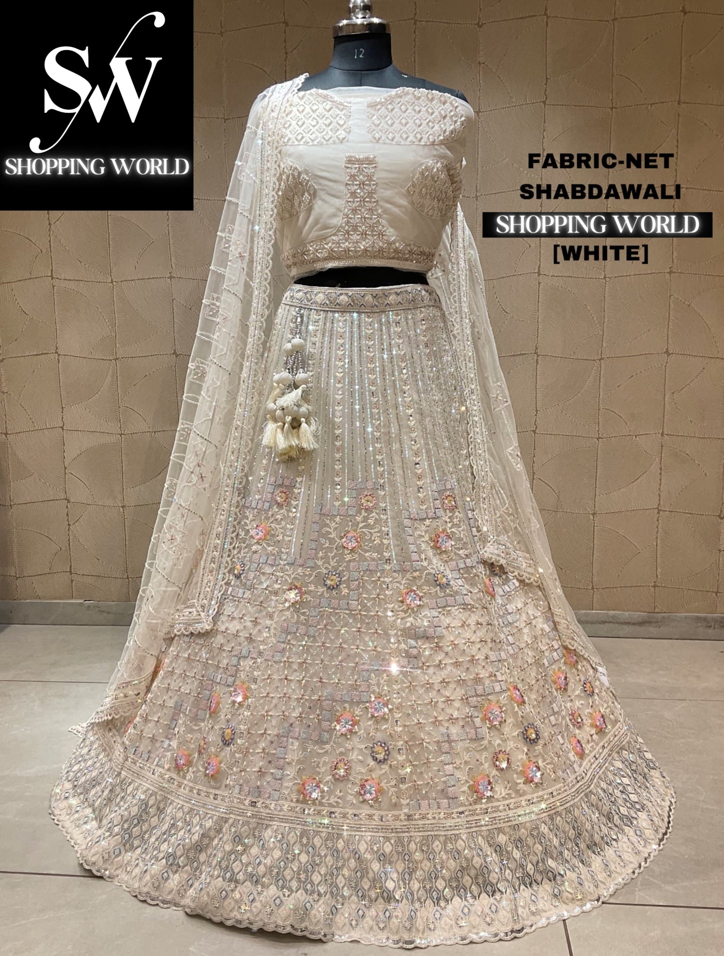 Fantastic peach white lehenga