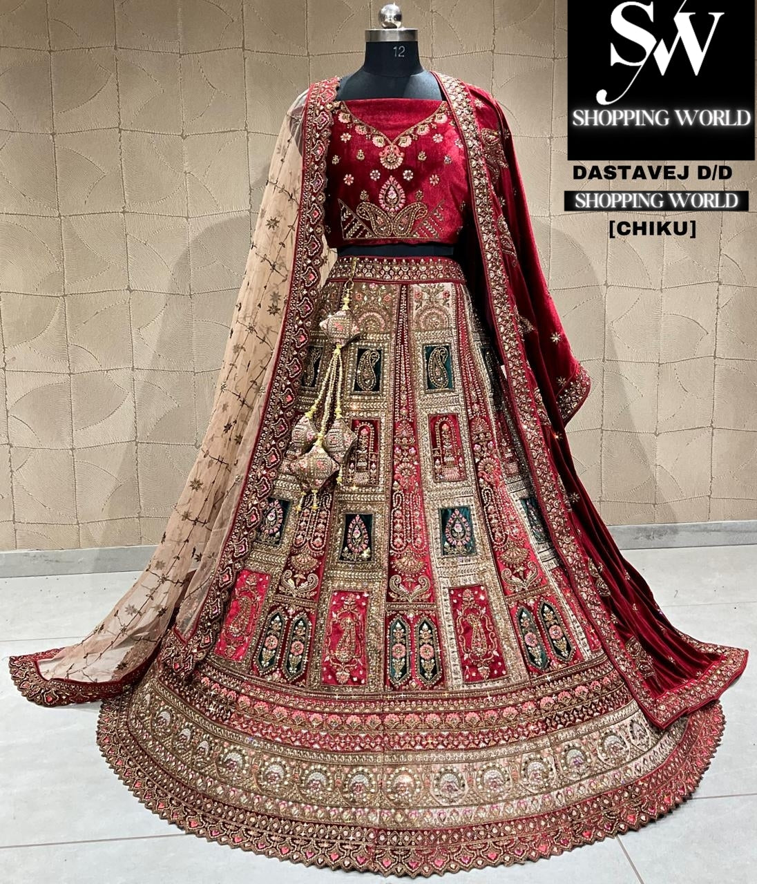 Gorgeous maroon chiku bridal lehenga