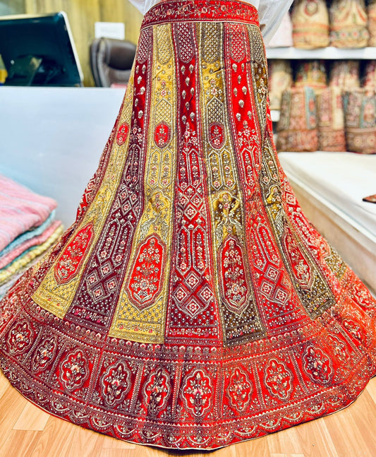 Amazing orange golden bridal Lehenga