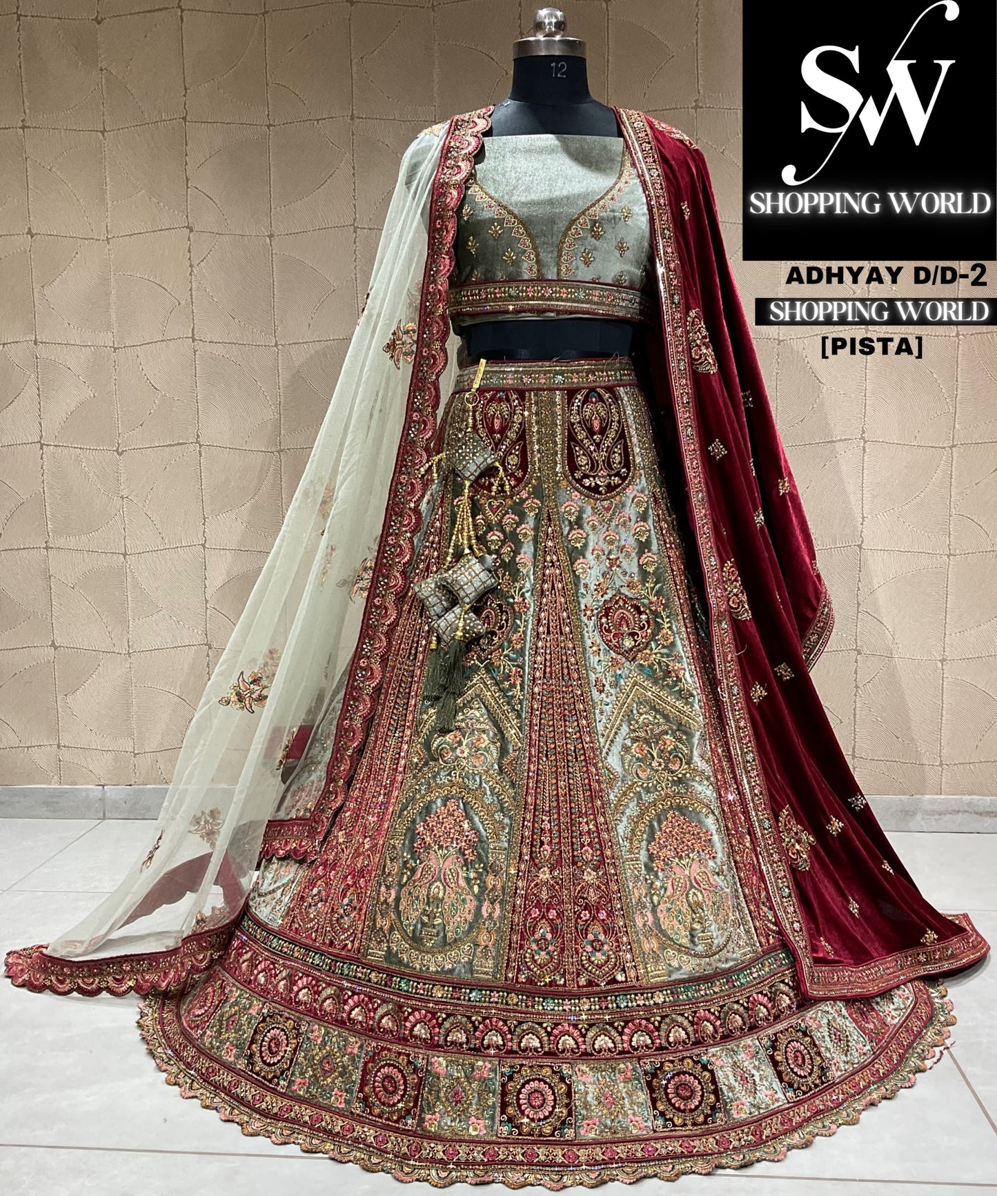 Lavishing pista green bridal lehenga