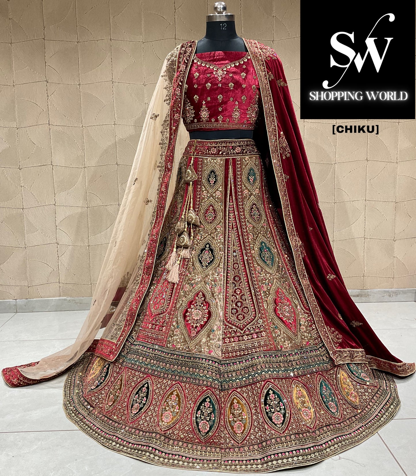 Designer mustard double duptta bridal lehenga