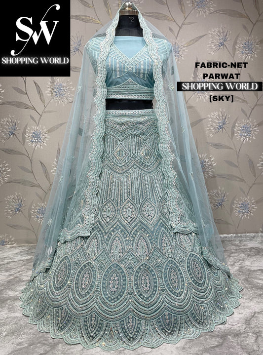 Fantástica lehenga azul cielo