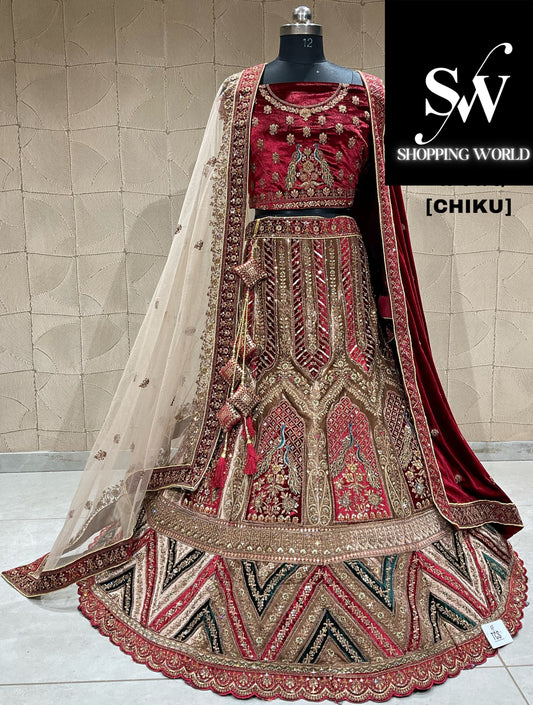 Fabulous peacock chiku double duptta bridal lehenga