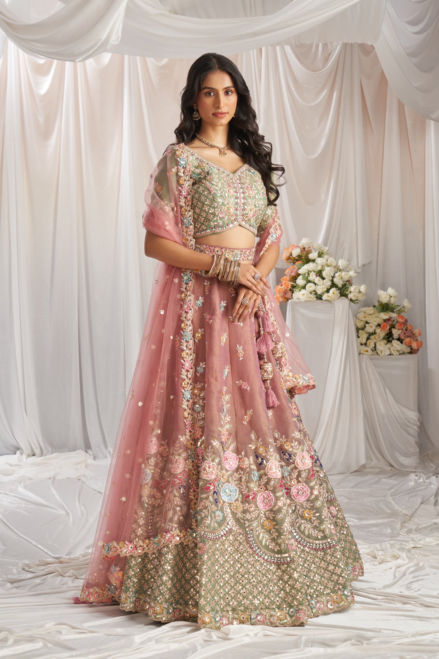 Elegant rama green Lehenga