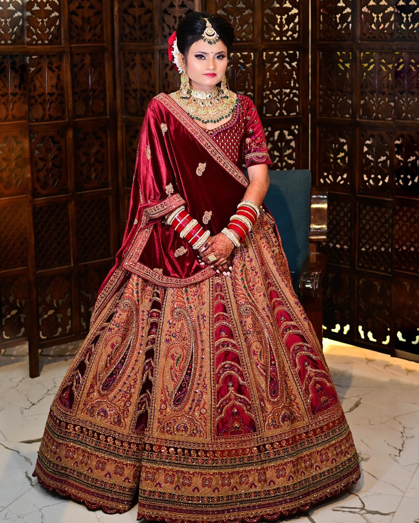 Fabulous royal marwari maroon bridal lehenga ( happy customer)