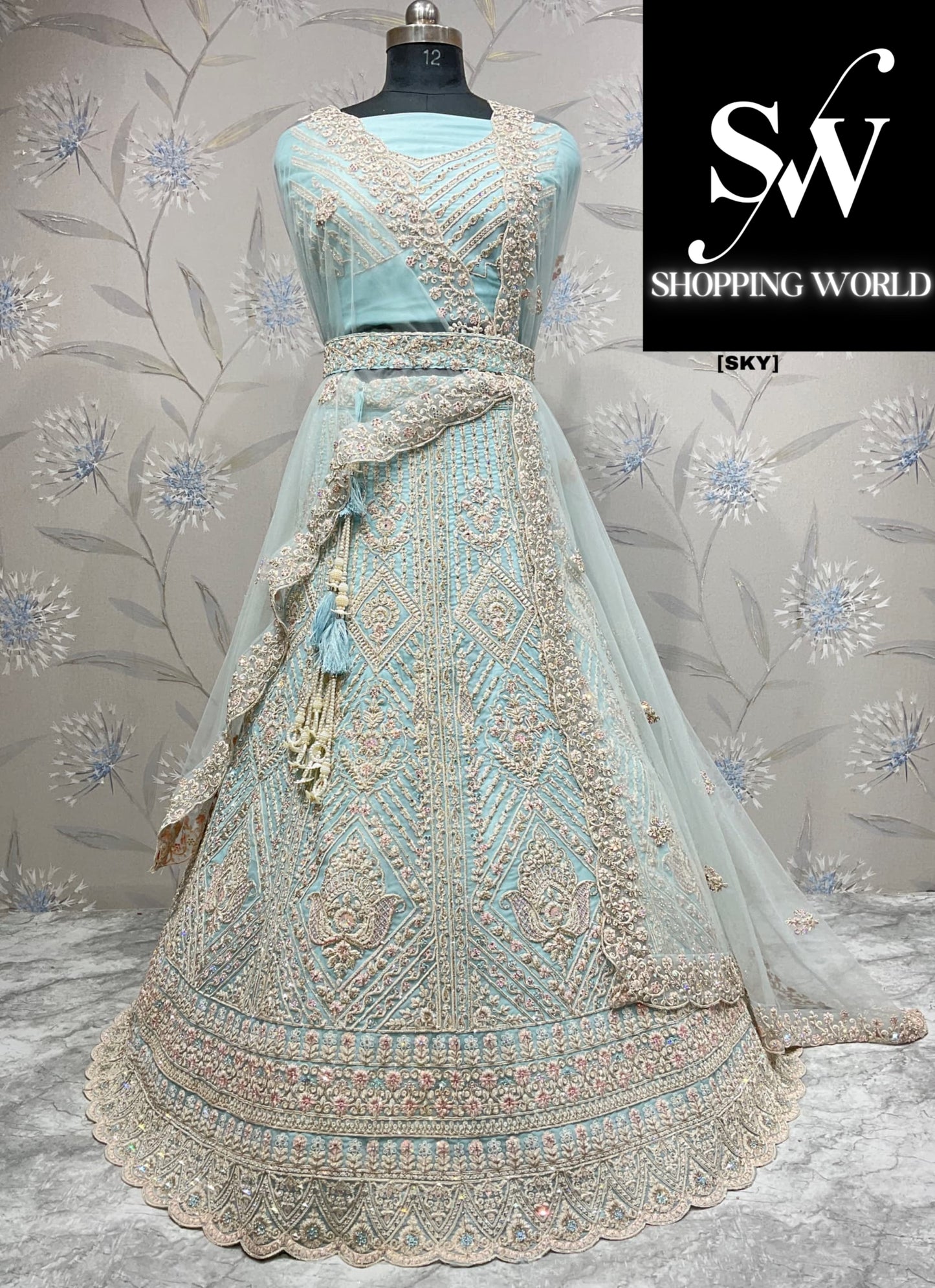 Majestic sky blue lehenga