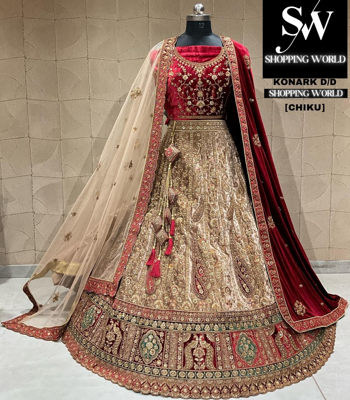 Amazing chiku golden bridal lehenga