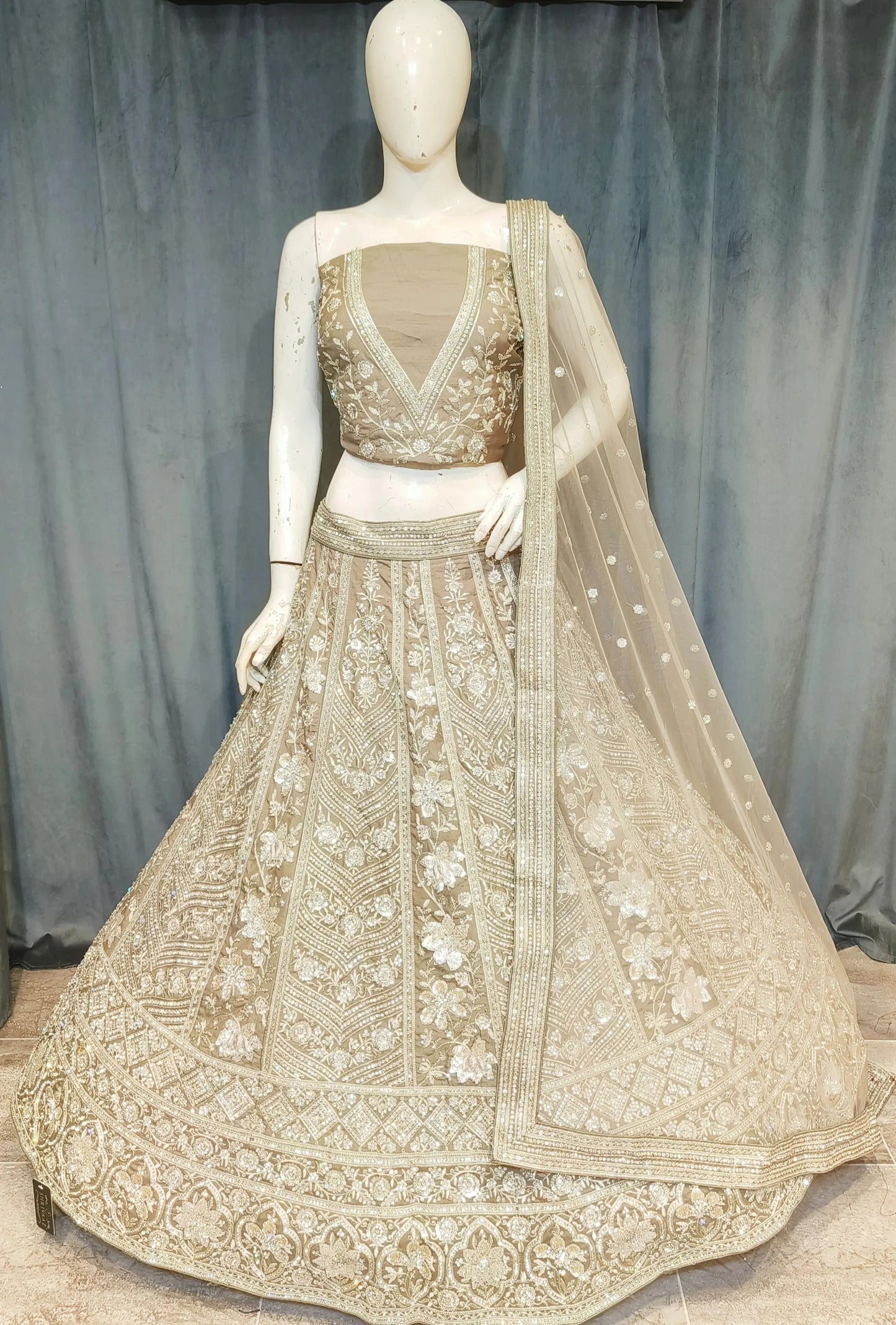 Pretty beige gold lehenga