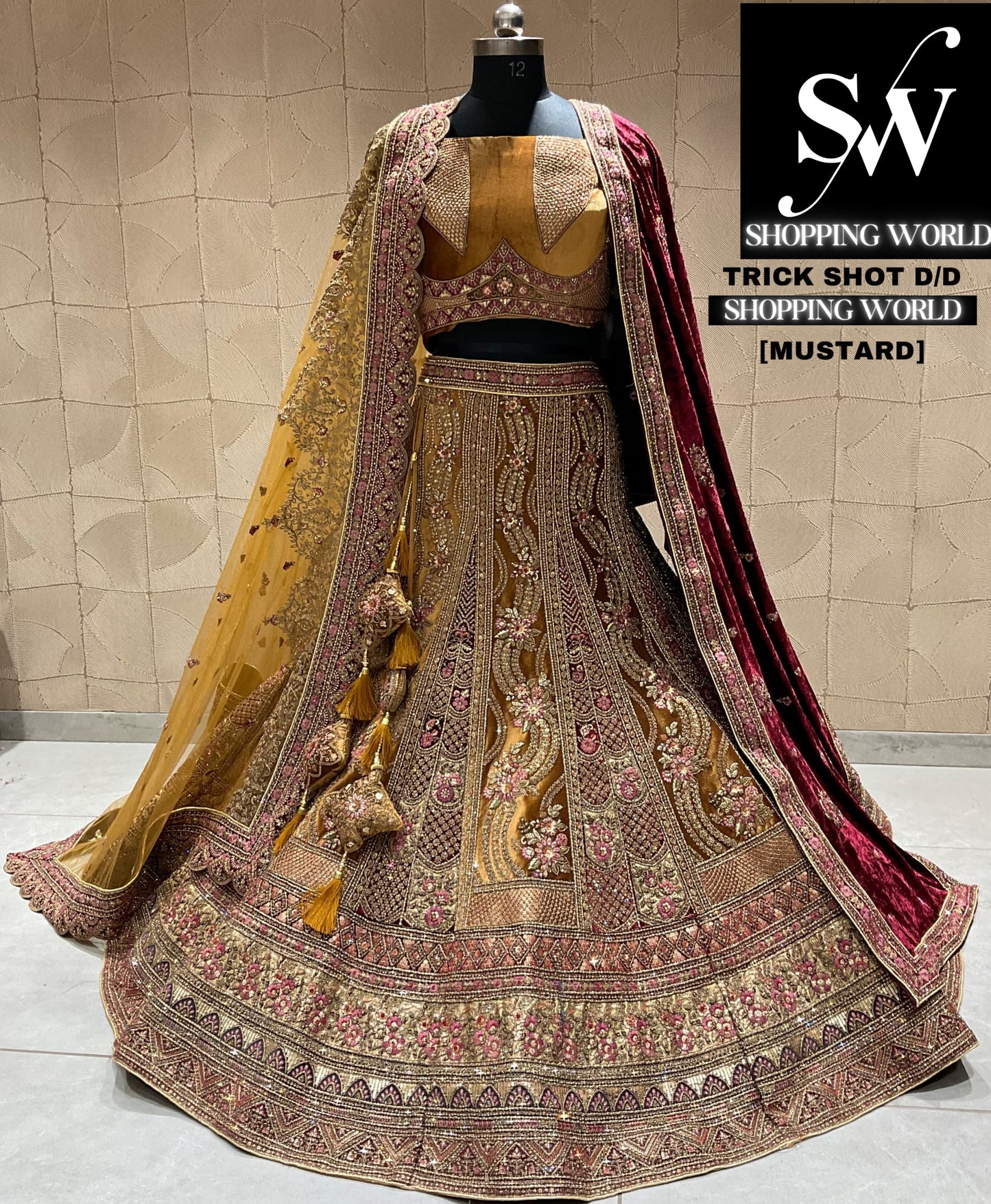 Fair mustard bridal lehenga