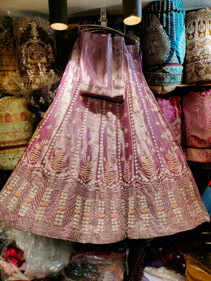 Beautiful baby pink pearl & beads lehenga