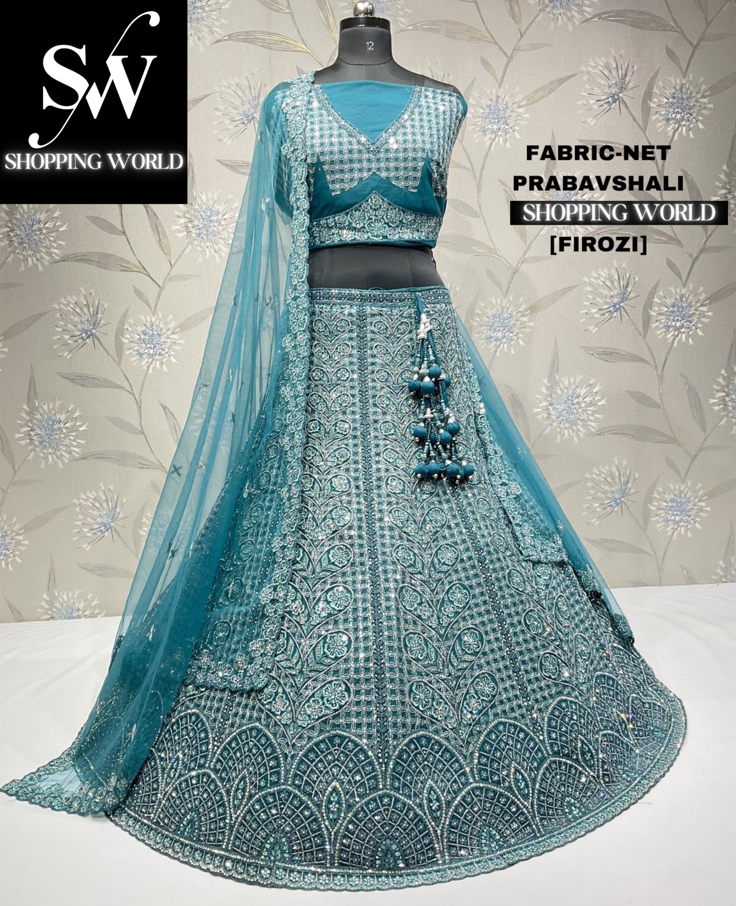 Gorgeous firozi rama green lehenga