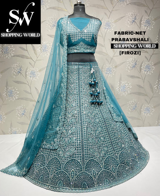 Gorgeous firozi blue rama green lehenga