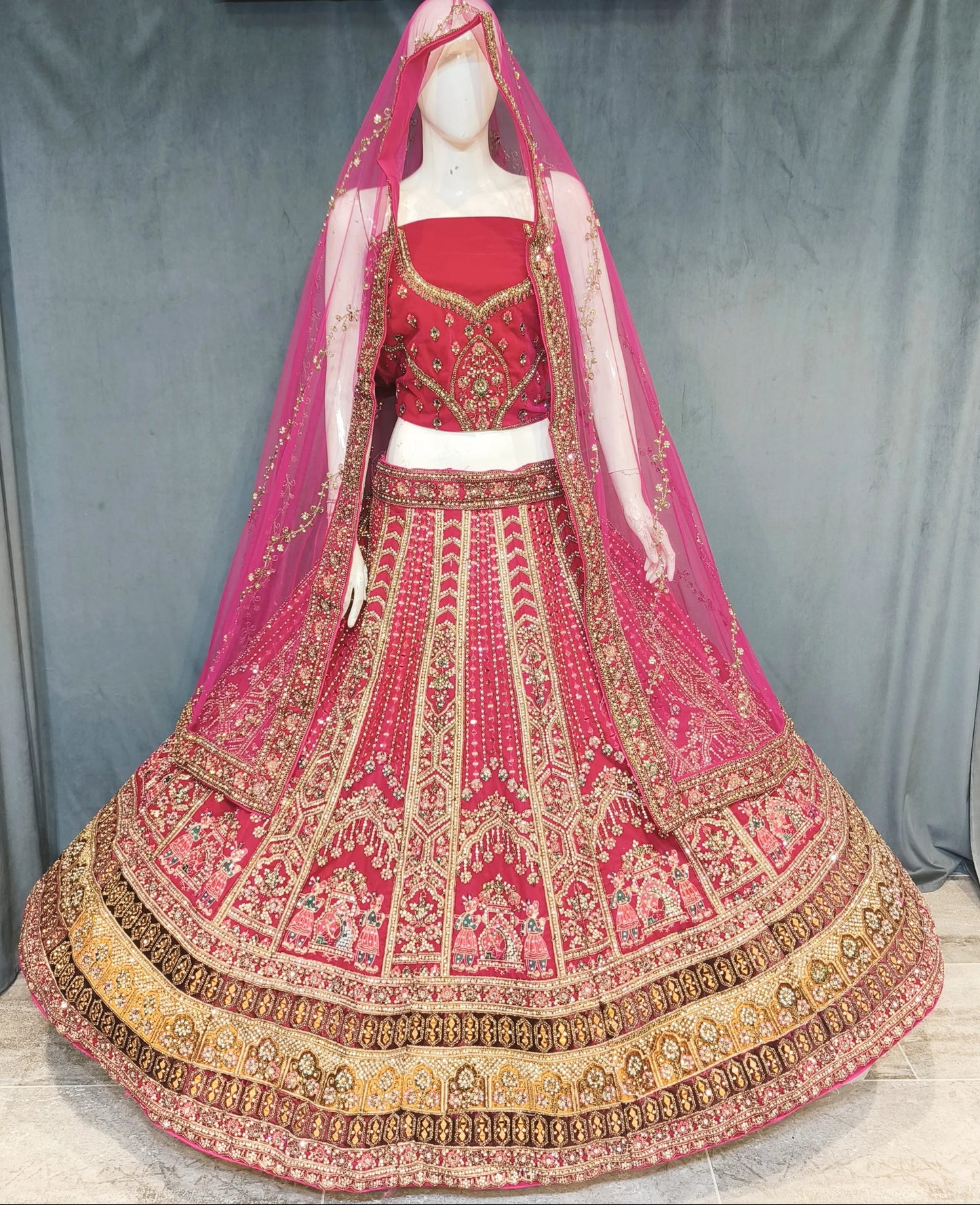 Stunning red pink lehenga Delhi