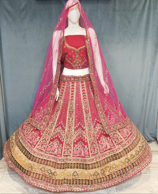 Stunning red pink doli barat lehenga