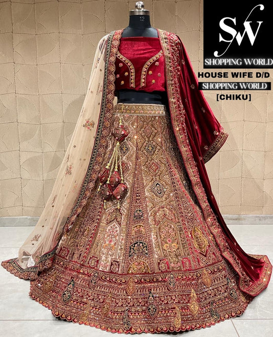 Asombrosa lehenga nupcial dorada chiku