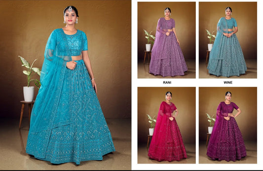 Lehenga azul majestuosa