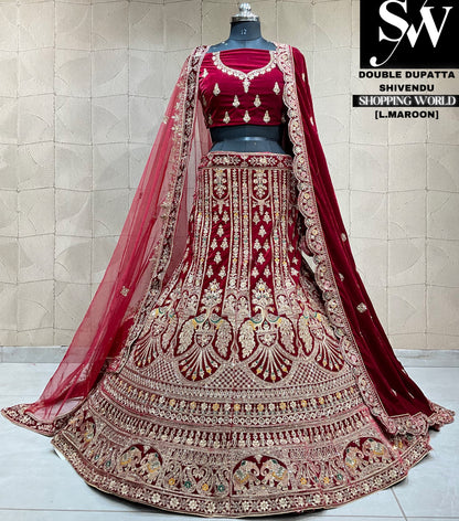 Fantastic peacock double dupatta bridal Lehenga