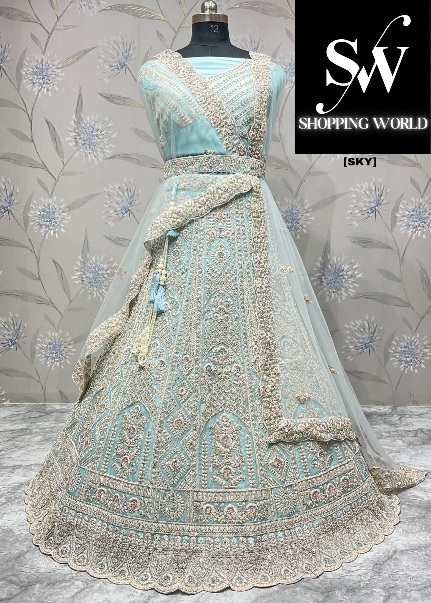 Gorgeous sky blue lehenga