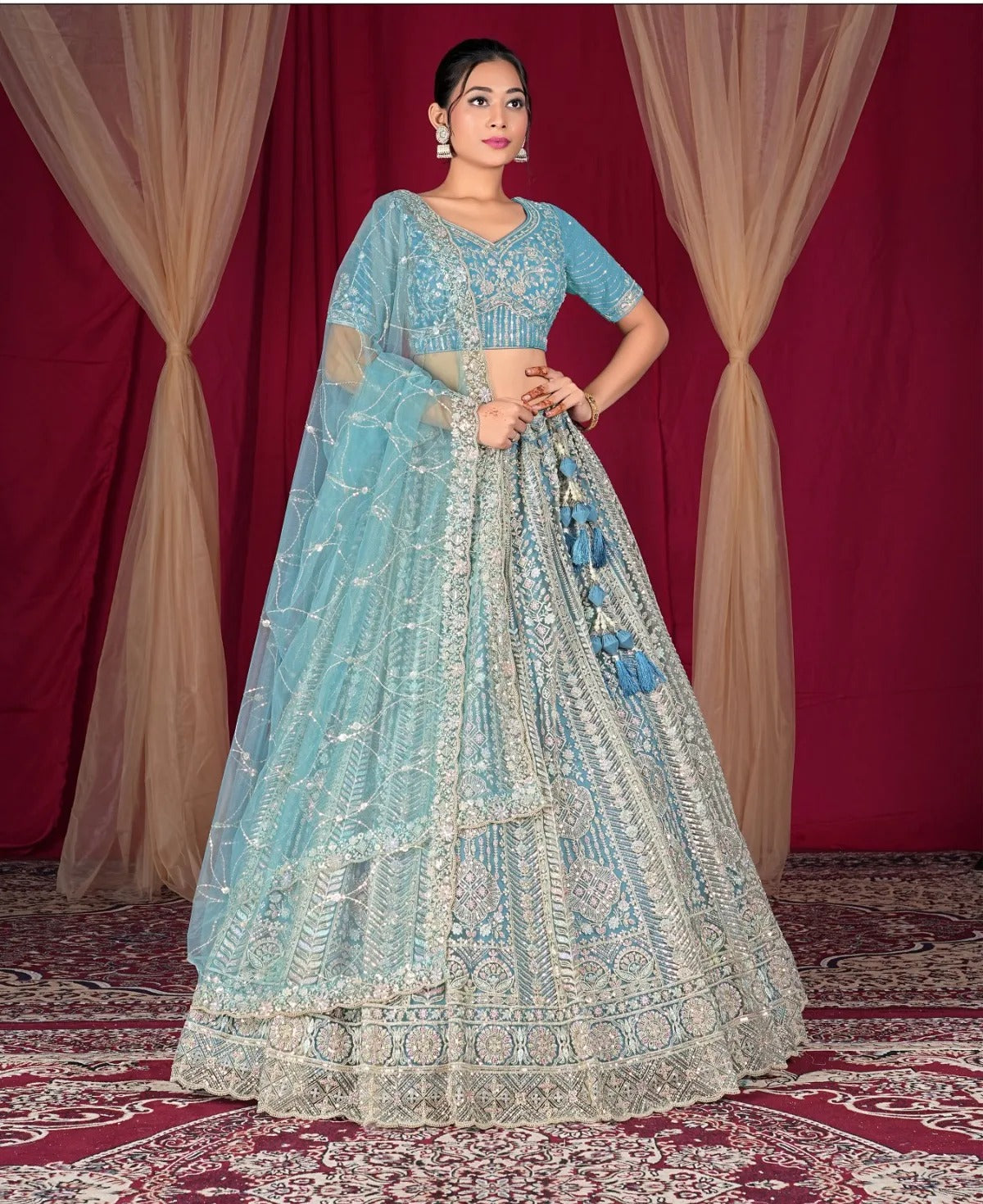 Charming Sky blue Lehenga