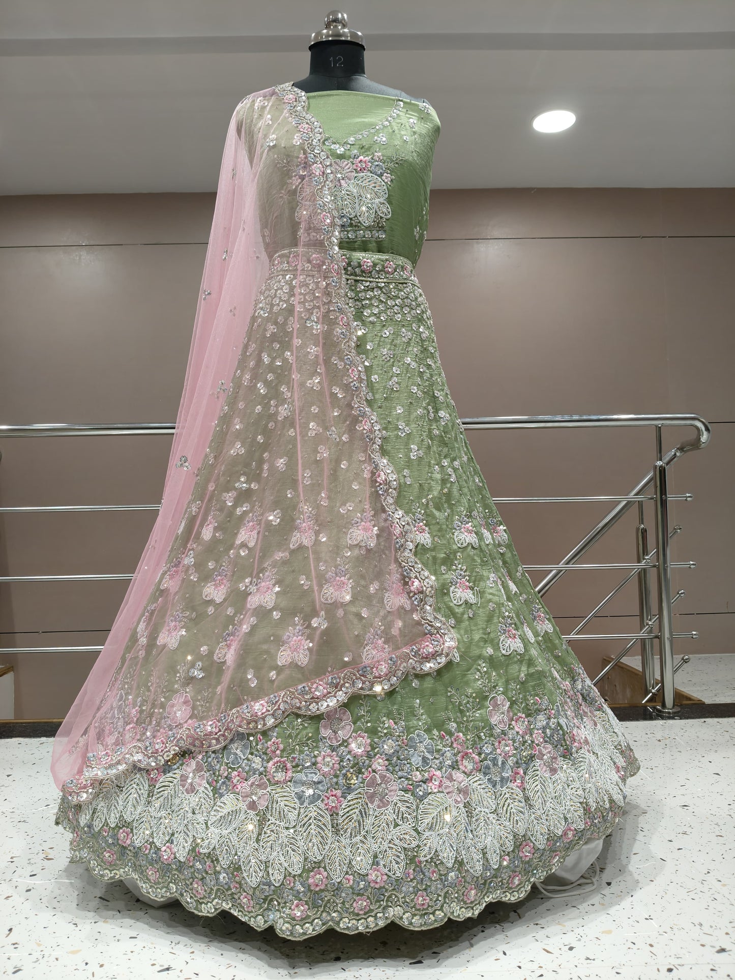 Green Girlish Designer lehenga