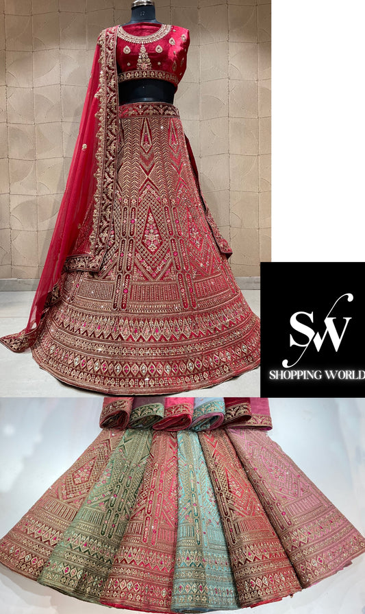 Lehenga nupcial elegante de color granate