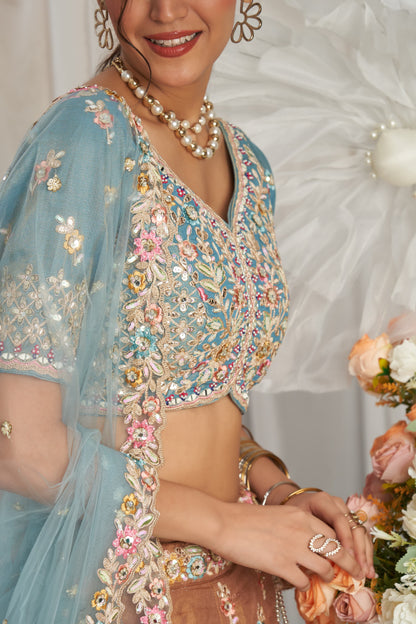 Beautiful Peach Girlish Lehenga