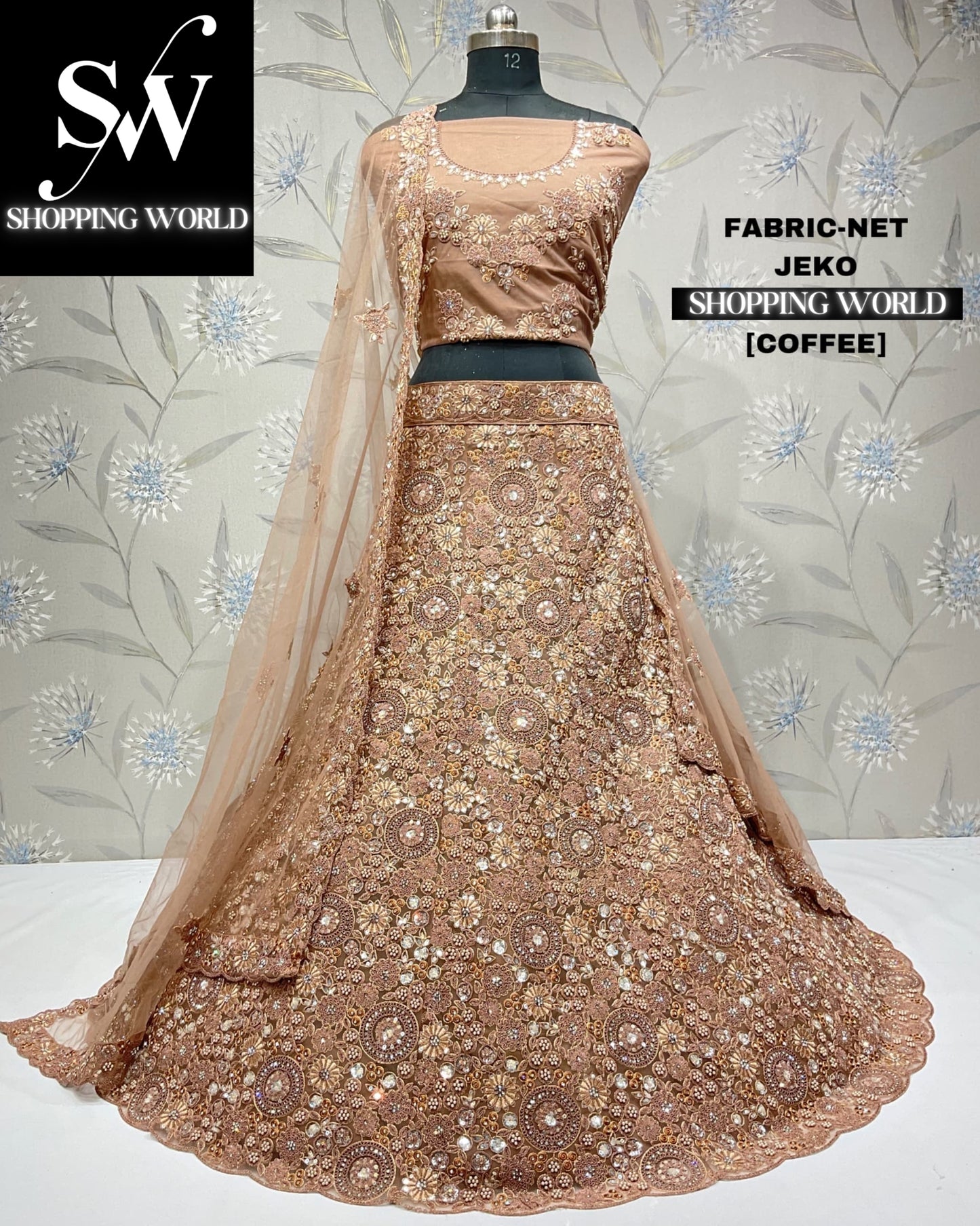 Fantastic coffee peach pink lehenga