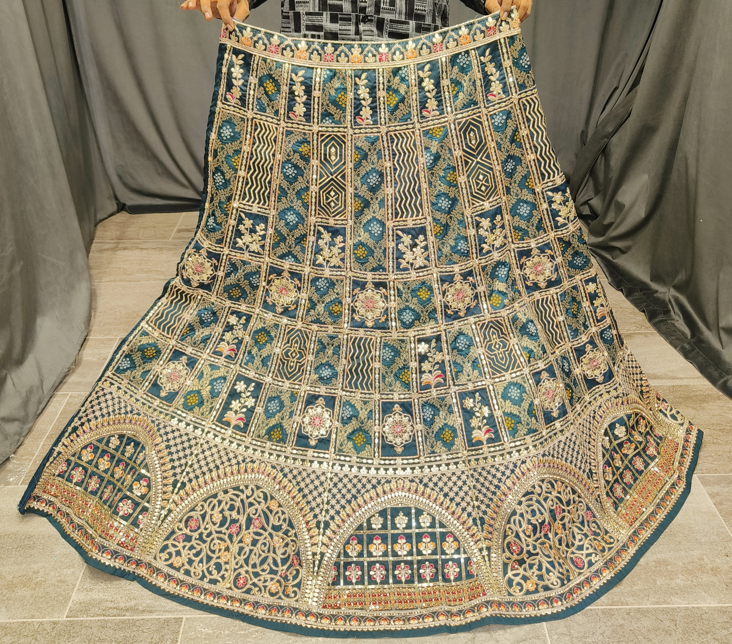 Pleasing blue bridal lehenga