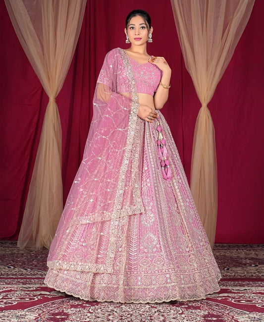 Lehenga rosa bebé de diseñador